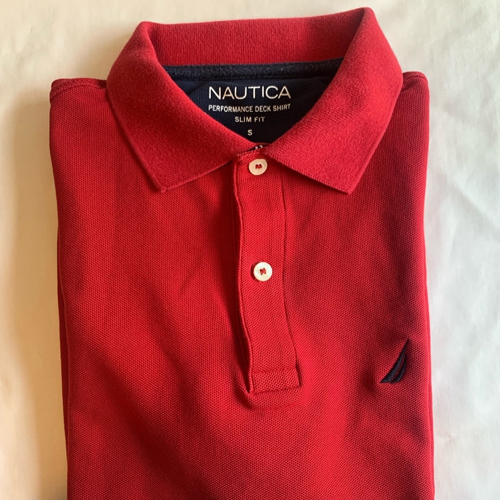 Nautica performance deck polo. Slim fit, small.